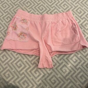 LoveShackFancy Pink Textured Shorts